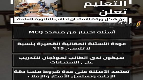 شكل ورقة الامتحان لطلاب الثانوية العامة 2023