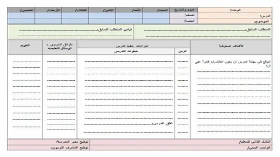 ورقة تحضير درس جاهزه
