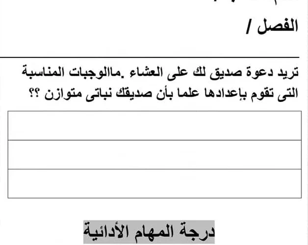 المهام الادائية للصف الخامس الابتدائي مهارات مهنيه